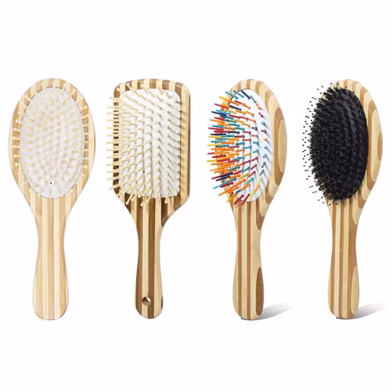 高品質のエアクッション金属ピンパドル天然木製ヘアブラシ