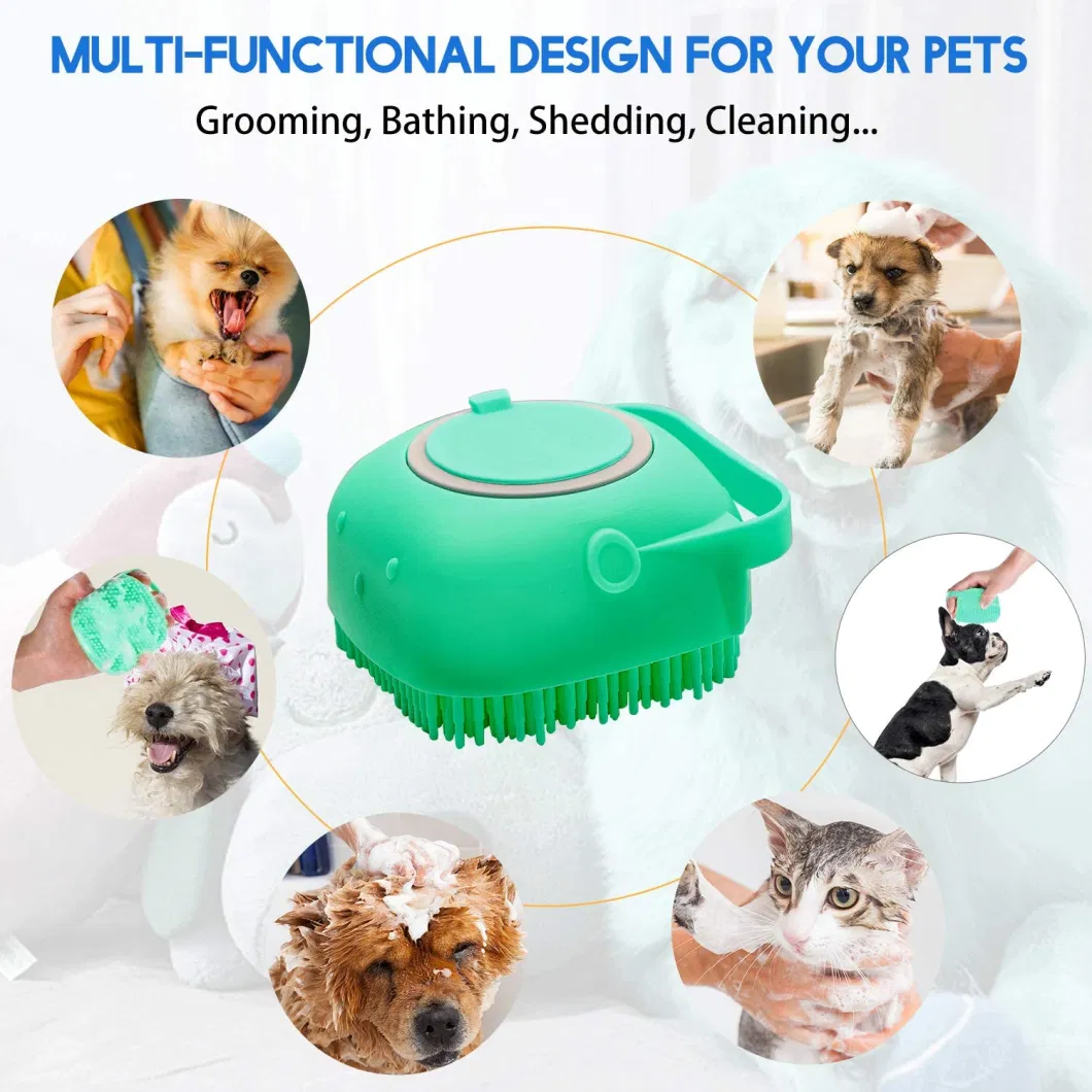 Portable Shower Massage Silicone Rubber Dog Brush, Cleaning Washing Pet Bathing Tool Dog Bath