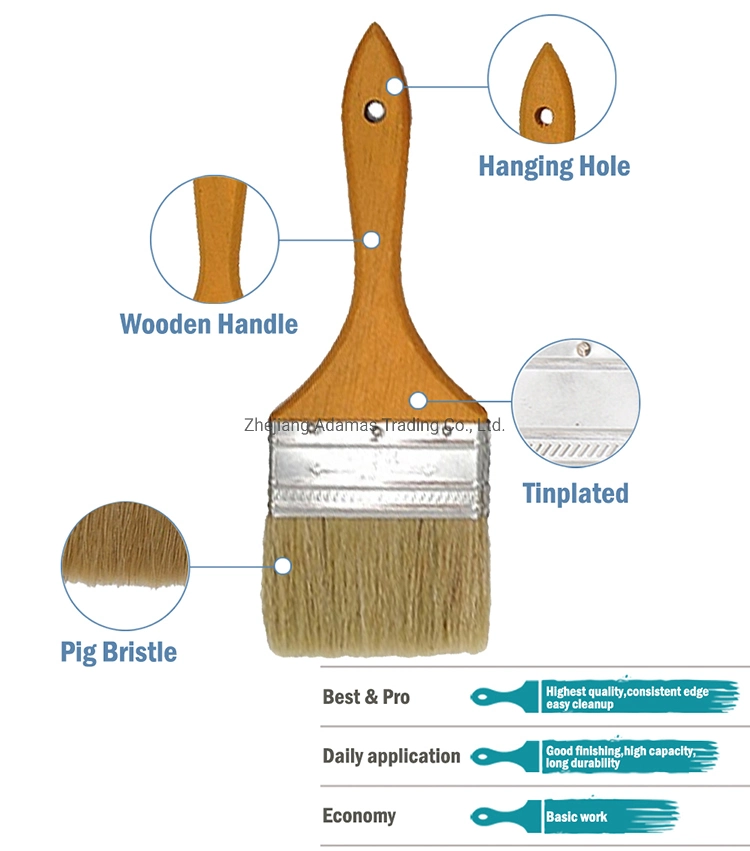 Free Sample Pure Bristle Paint Brushes with Wooden Handle 31211 Hand Tool for House Painting